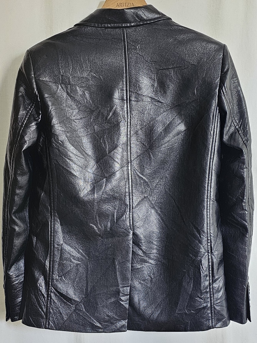 Aritzia Babaton Black Faux Leather Agency Blazer Jacket - Picture 7 of 16